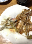 唐揚げと骨せんべい