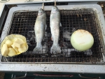 ニンニクのバター焼きと虹鱒と新玉ねぎ